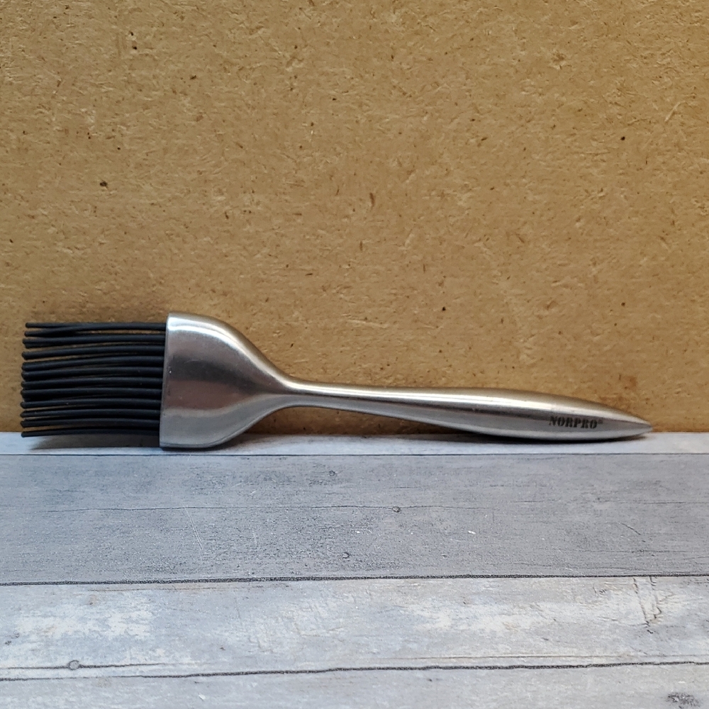 Norpro Stainless Steel Basting Brush with Black Silicone Bristles